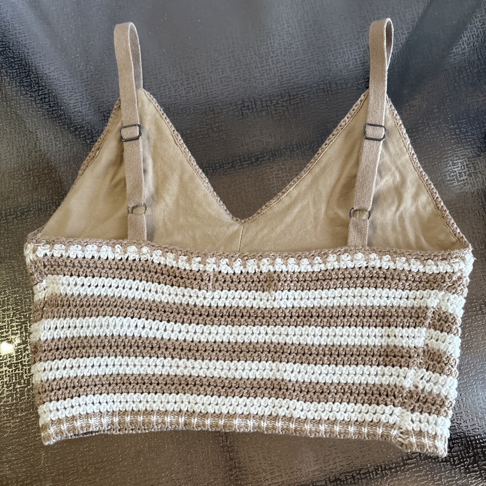 Y2K Festival Crochet Babydoll Top Womens XS Coachella Boho Hollister Knit Tank - Picture 2 of 8